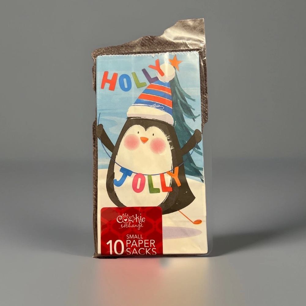 PREMIUM Cookie Exchange Paper Sacks, Christmas Holiday Penguin Design